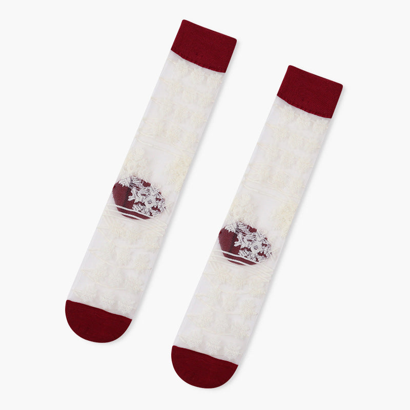 Summer New Style Glass Silk Stockings In The Tube Cute Crystal Silk Socks Thin Invisible Socks Women