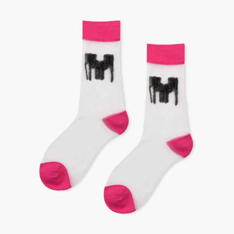 Crystal Socks Women'S Tube Socks Spring And Summer Thin Japanese Glass Stockings Cute Net Red Ins Tide High Socks