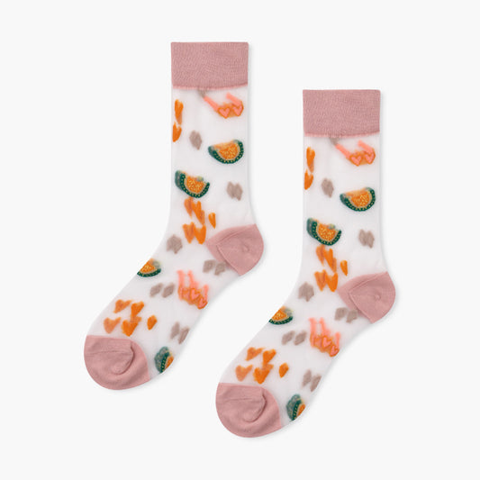 Crystal Socks Women'S Tube Socks Spring And Summer Thin Japanese Glass Stockings Cute Net Red Ins Tide High Socks