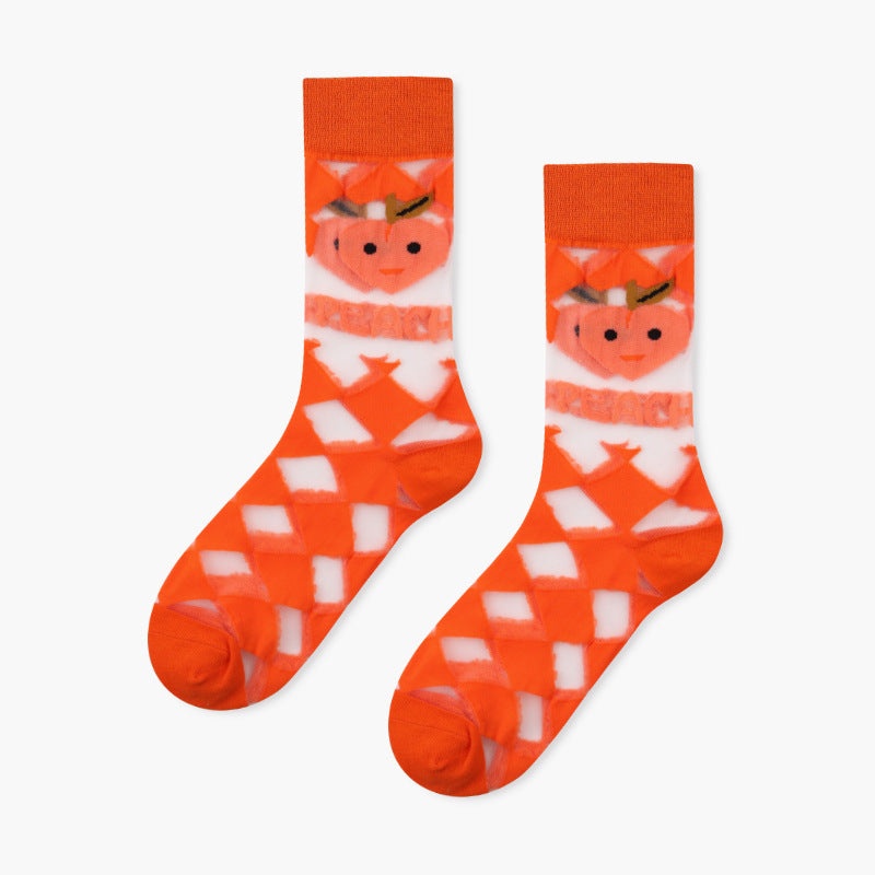Crystal Socks Women'S Tube Socks Spring And Summer Thin Japanese Glass Stockings Cute Net Red Ins Tide High Socks