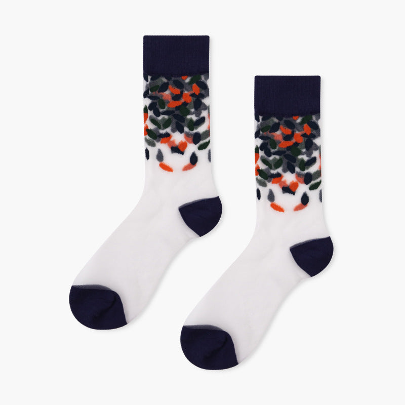 Crystal Socks Women'S Tube Socks Spring And Summer Thin Japanese Glass Stockings Cute Net Red Ins Tide High Socks
