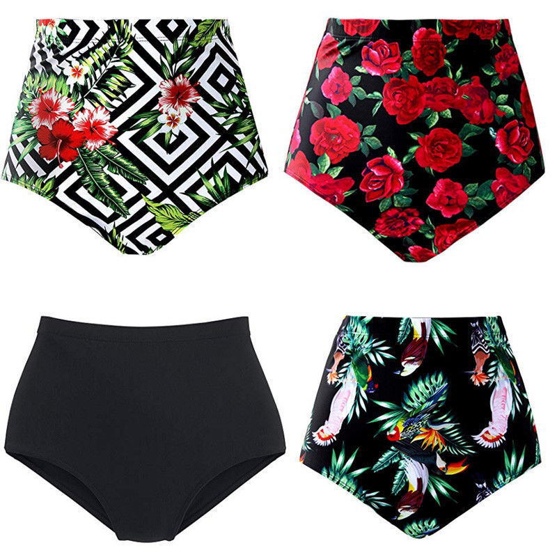 Printed High Waist Slim Conservative Beach Swimming Shorts