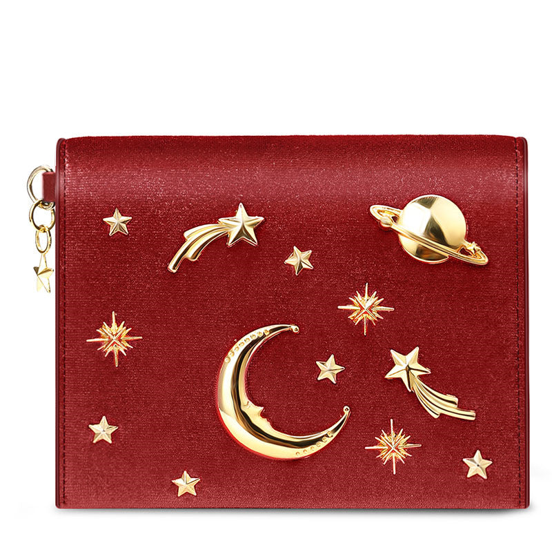 Ladies Star And Moon Bag Velvet Starry Sky Short Wallet