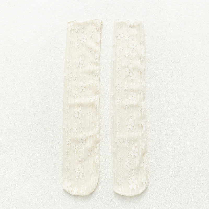 Socks Women's Tube Socks Transparent Lace Spring And Summer Piled Socks Thin Net Yarn Glass Socks Day