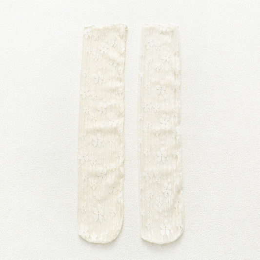 Socks Women's Tube Socks Transparent Lace Spring And Summer Piled Socks Thin Net Yarn Glass Socks Day