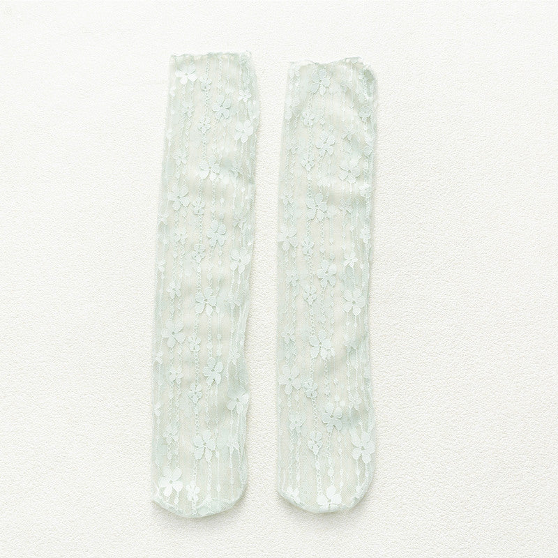 Socks Women's Tube Socks Transparent Lace Spring And Summer Piled Socks Thin Net Yarn Glass Socks Day