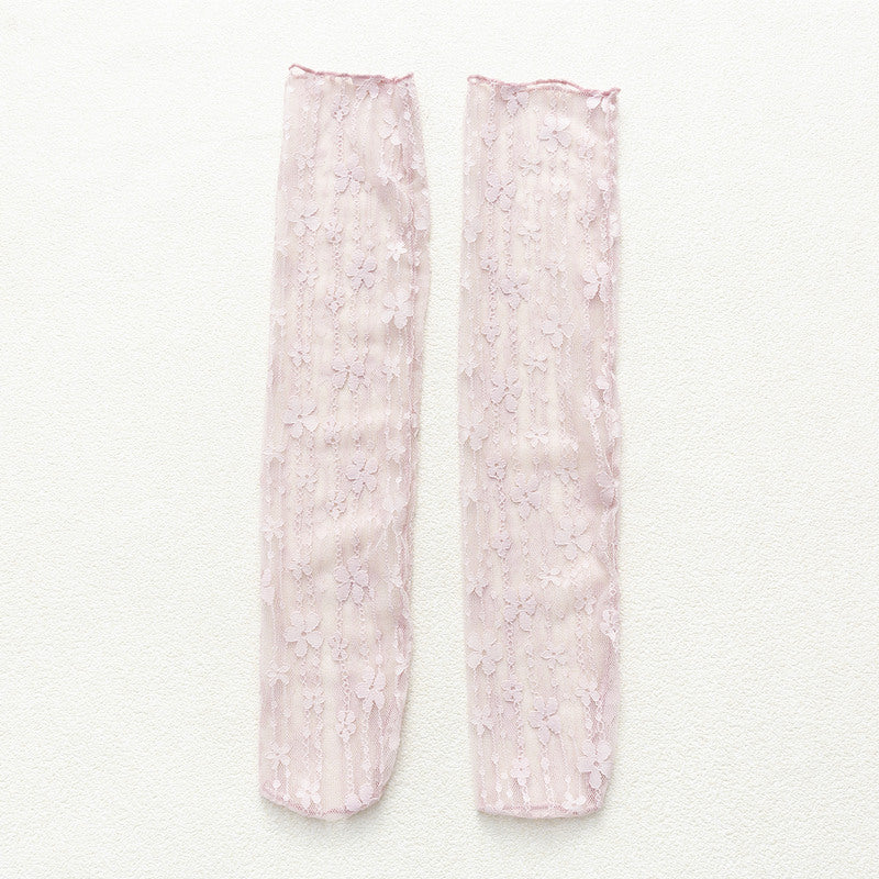 Socks Women's Tube Socks Transparent Lace Spring And Summer Piled Socks Thin Net Yarn Glass Socks Day