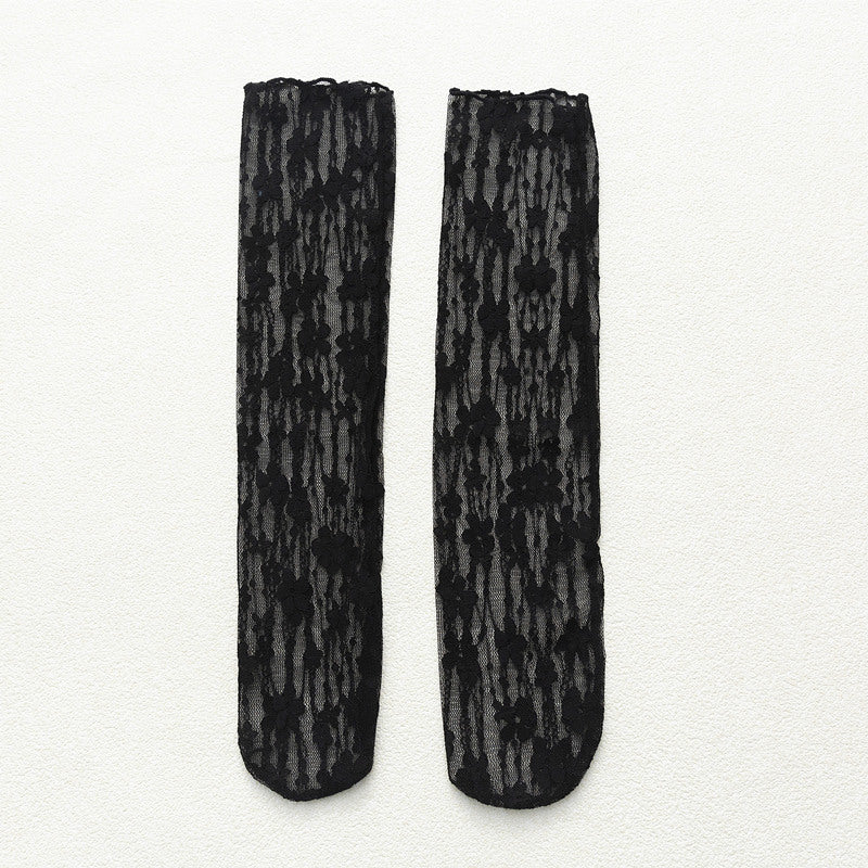 Socks Women's Tube Socks Transparent Lace Spring And Summer Piled Socks Thin Net Yarn Glass Socks Day