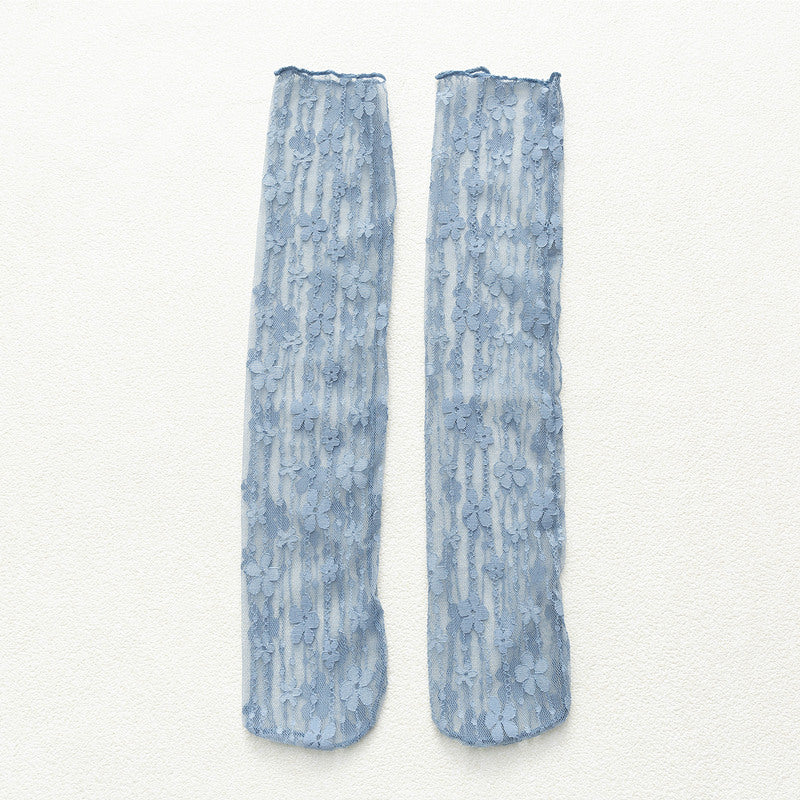Socks Women's Tube Socks Transparent Lace Spring And Summer Piled Socks Thin Net Yarn Glass Socks Day