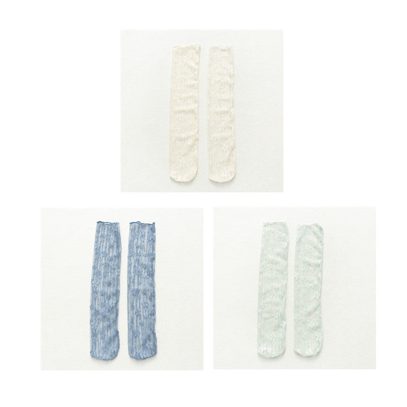Socks Women's Tube Socks Transparent Lace Spring And Summer Piled Socks Thin Net Yarn Glass Socks Day