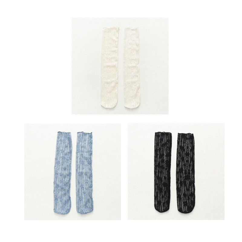 Socks Women's Tube Socks Transparent Lace Spring And Summer Piled Socks Thin Net Yarn Glass Socks Day