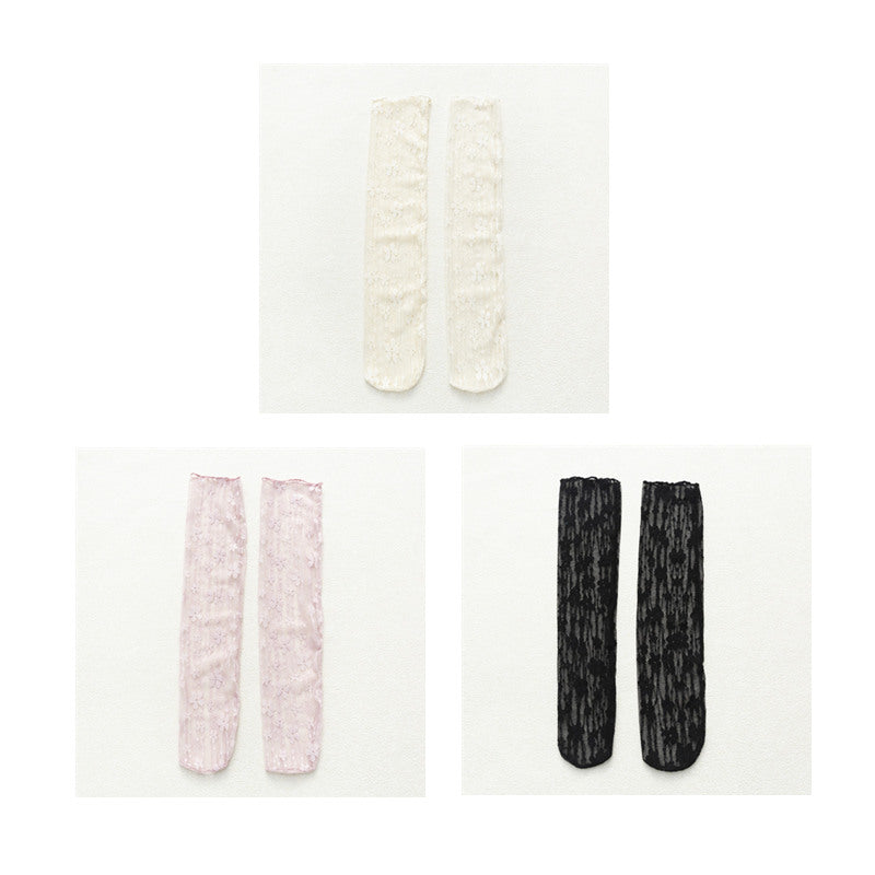 Socks Women's Tube Socks Transparent Lace Spring And Summer Piled Socks Thin Net Yarn Glass Socks Day