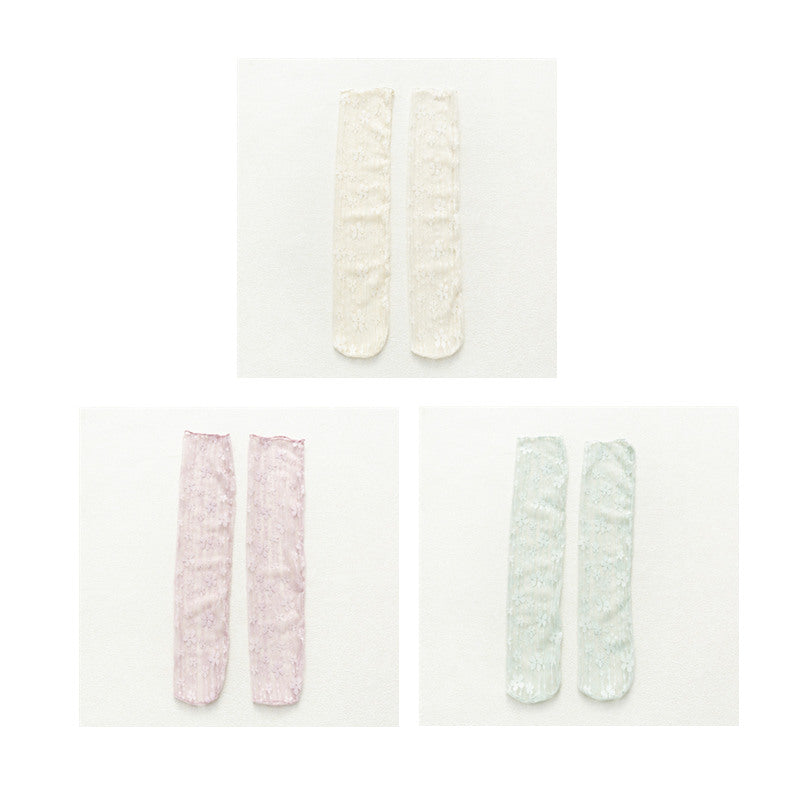 Socks Women's Tube Socks Transparent Lace Spring And Summer Piled Socks Thin Net Yarn Glass Socks Day