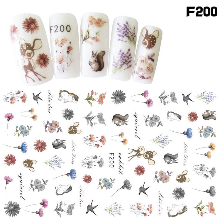 3D Feather Bowknot Maple Leaf Sexy Lace English Letter Cartoon Nail Sticker
