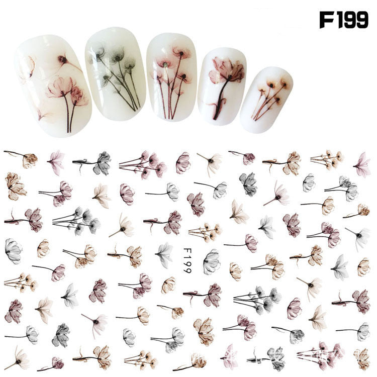 3D Feather Bowknot Maple Leaf Sexy Lace English Letter Cartoon Nail Sticker