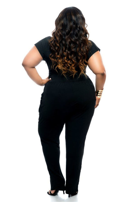 Amazon Wish Ebay Sexet Plus Size V-hals Dametøj Europæisk Og Amerikansk Udenrigshandel Sommer Stretch Ensfarvet Jumpsuit