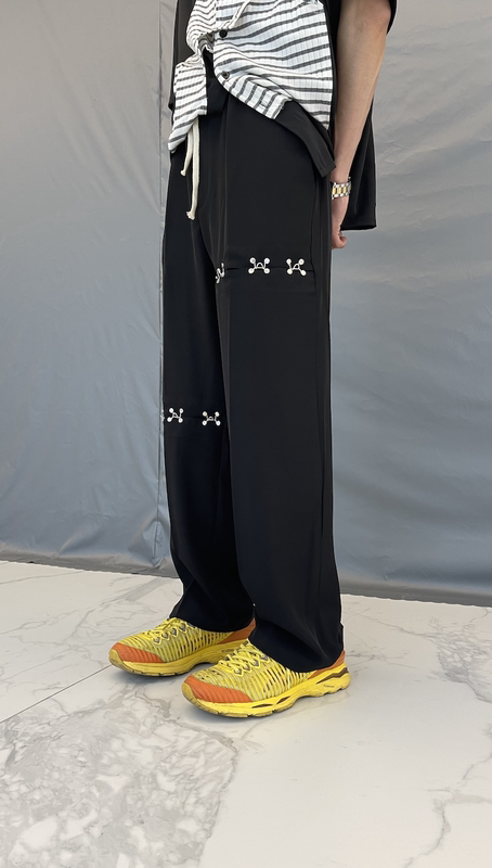 Metal Buckle Hole, Small Horn, Loose Straight Leg Pants, Wide Leg Loose Trousers, Thin Legs, Plus Size Custom Customization