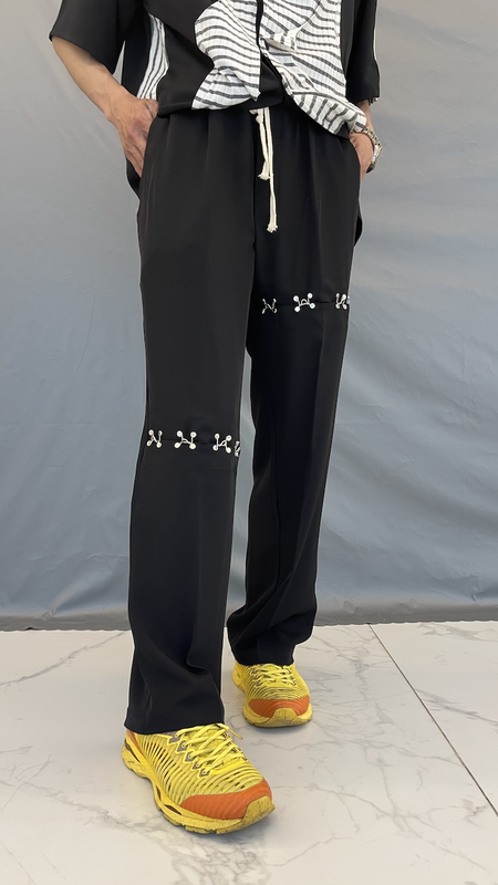 Metal Buckle Hole, Small Horn, Loose Straight Leg Pants, Wide Leg Loose Trousers, Thin Legs, Plus Size Custom Customization