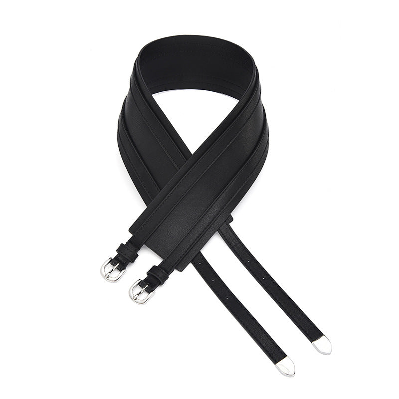 Double Buckle Pin Buckle Wide Belt Wholesale Decorative Dress