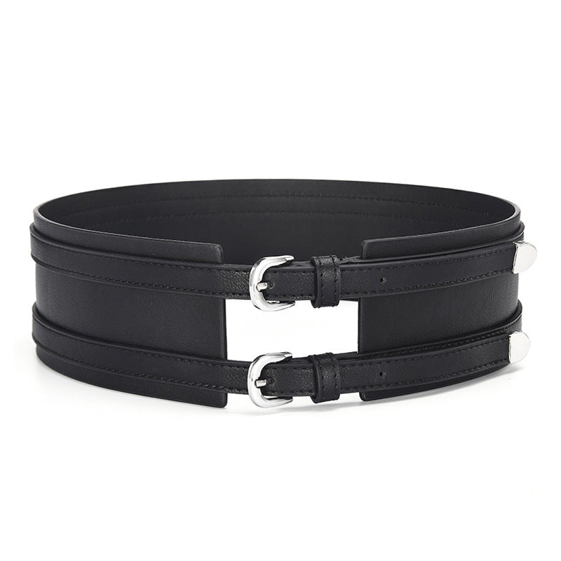 Double Buckle Pin Buckle Wide Belt Wholesale Decorative Dress