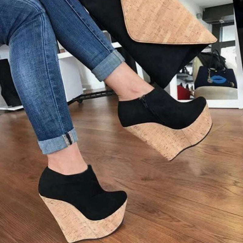 European And American Simple Platform Wedge High Heel Shoes