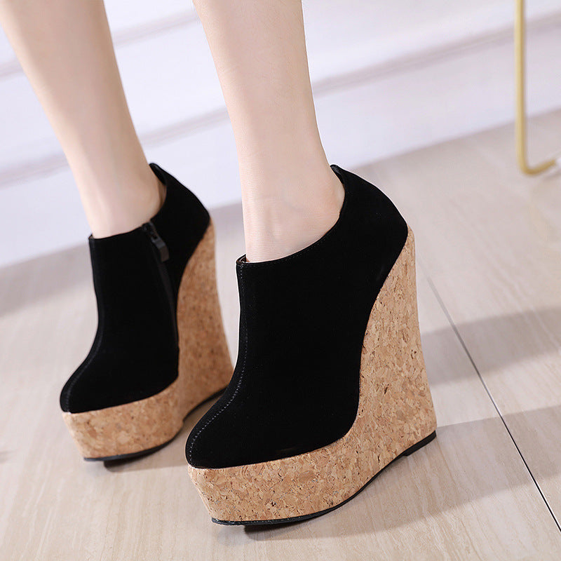 European And American Simple Platform Wedge High Heel Shoes