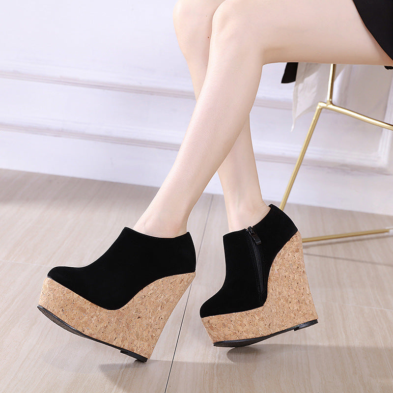 European And American Simple Platform Wedge High Heel Shoes