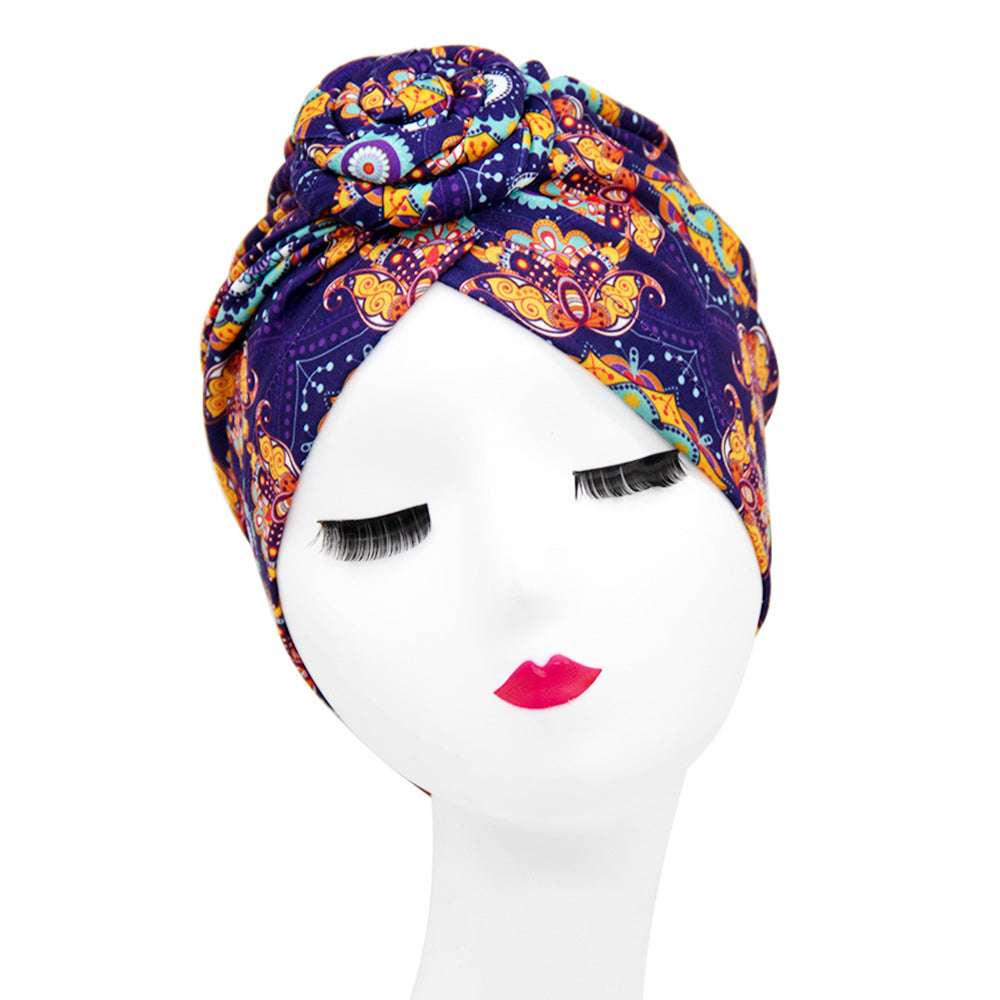 European And American Popular Donut Turban Hat Ball Swirl Disc Flower Hat