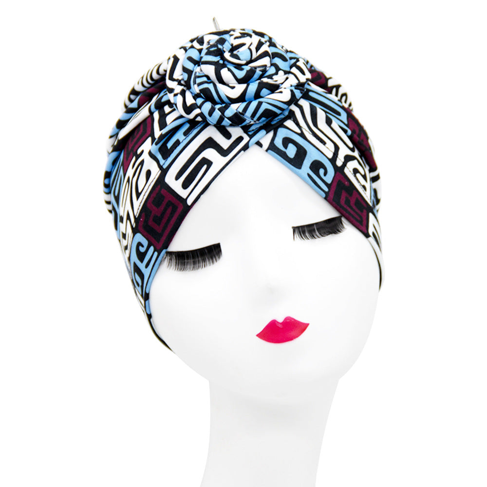 European And American Popular Donut Turban Hat Ball Swirl Disc Flower Hat