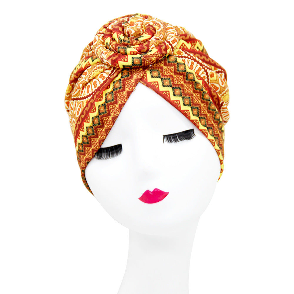 European And American Popular Donut Turban Hat Ball Swirl Disc Flower Hat