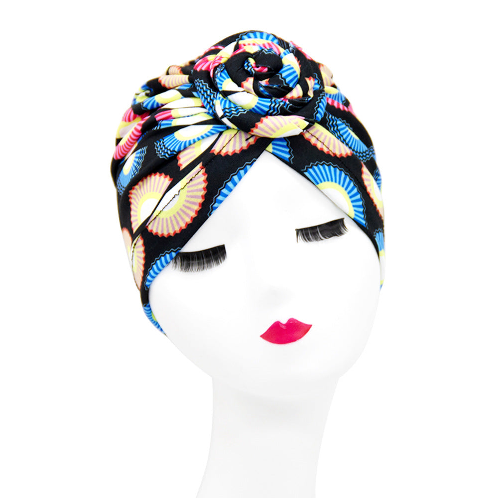 European And American Popular Donut Turban Hat Ball Swirl Disc Flower Hat