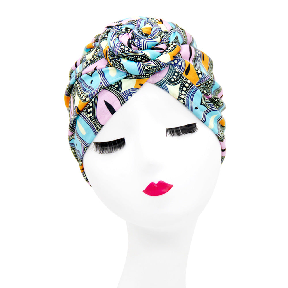 European And American Popular Donut Turban Hat Ball Swirl Disc Flower Hat