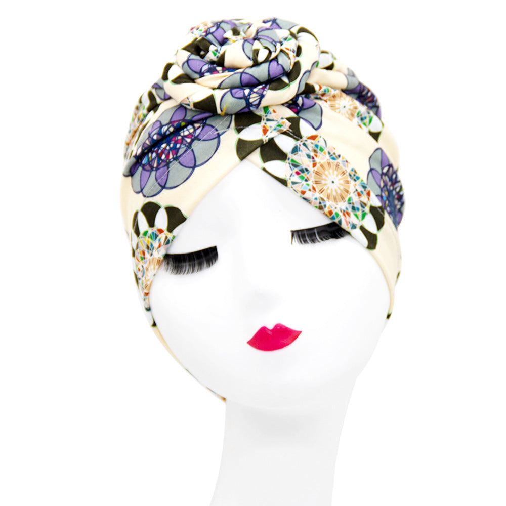 European And American Popular Donut Turban Hat Ball Swirl Disc Flower Hat