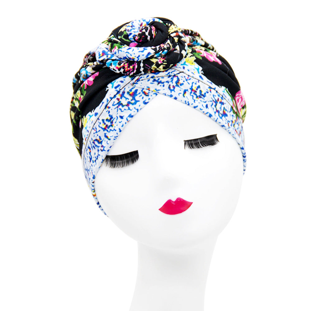 European And American Popular Donut Turban Hat Ball Swirl Disc Flower Hat