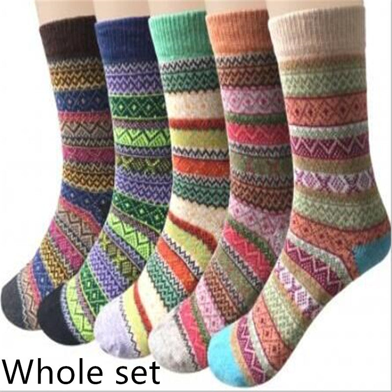 Autumn and Winter Retro National Style Wool Warm Socks