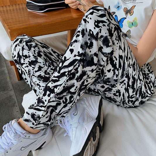Tie-dye Splash-ink Loose And Slim Straight-leg Pants