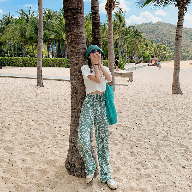 Tie-dye Splash-ink Loose And Slim Straight-leg Pants