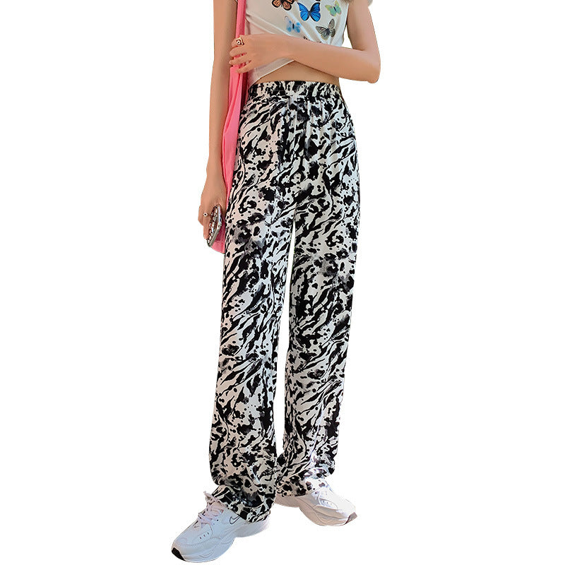 Tie-dye Splash-ink Loose And Slim Straight-leg Pants