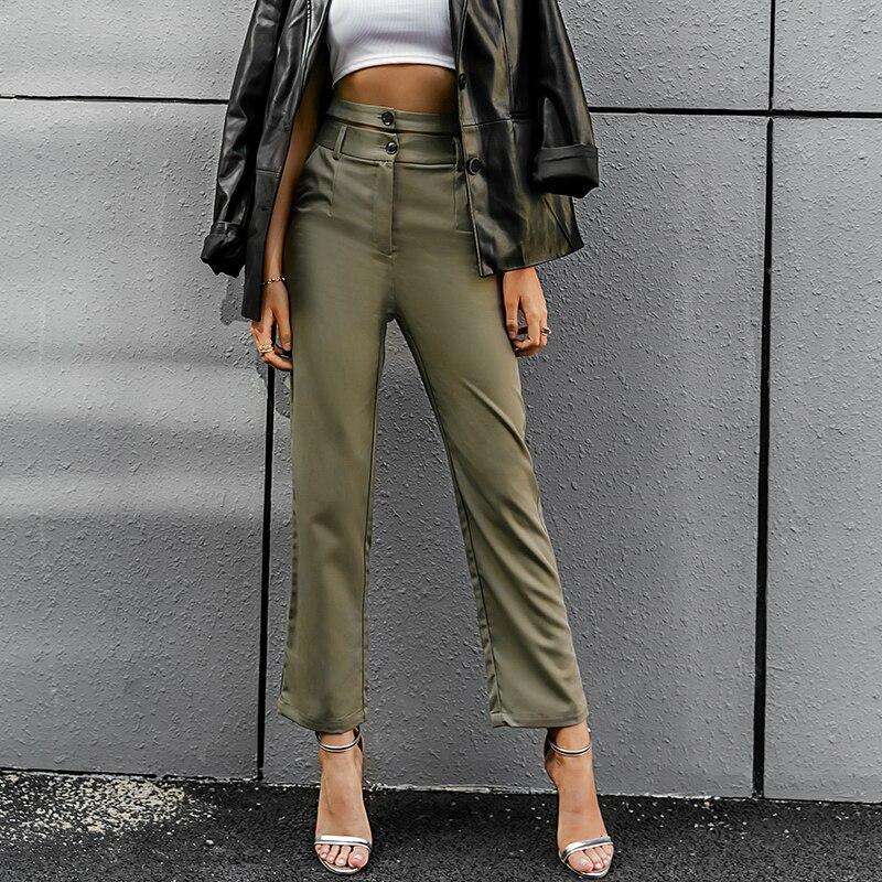 Fashion Slim Casual Pants With Solid Color Belt
