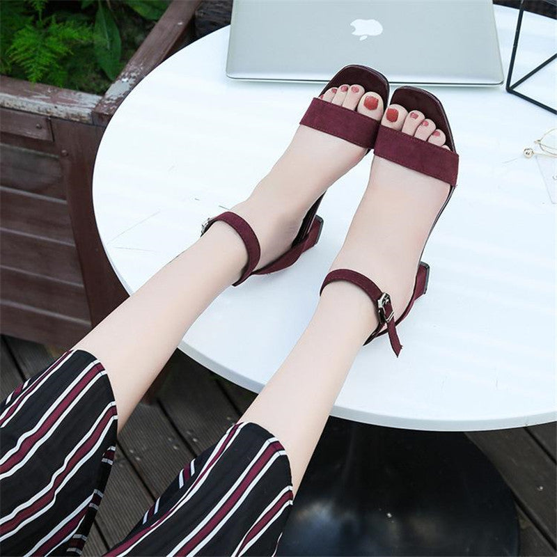 toe Buckle Roman High Heels