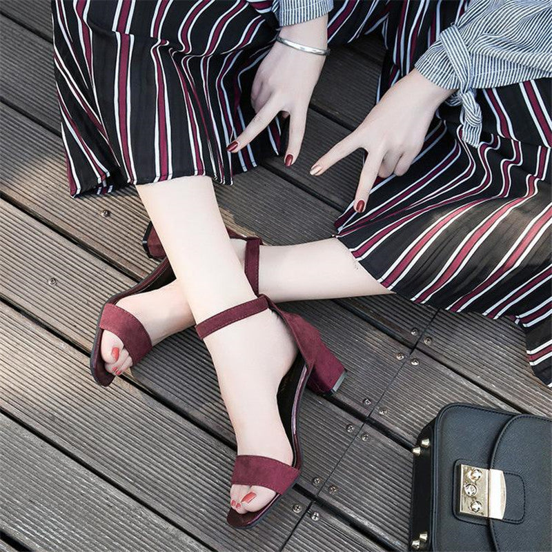 toe Buckle Roman High Heels