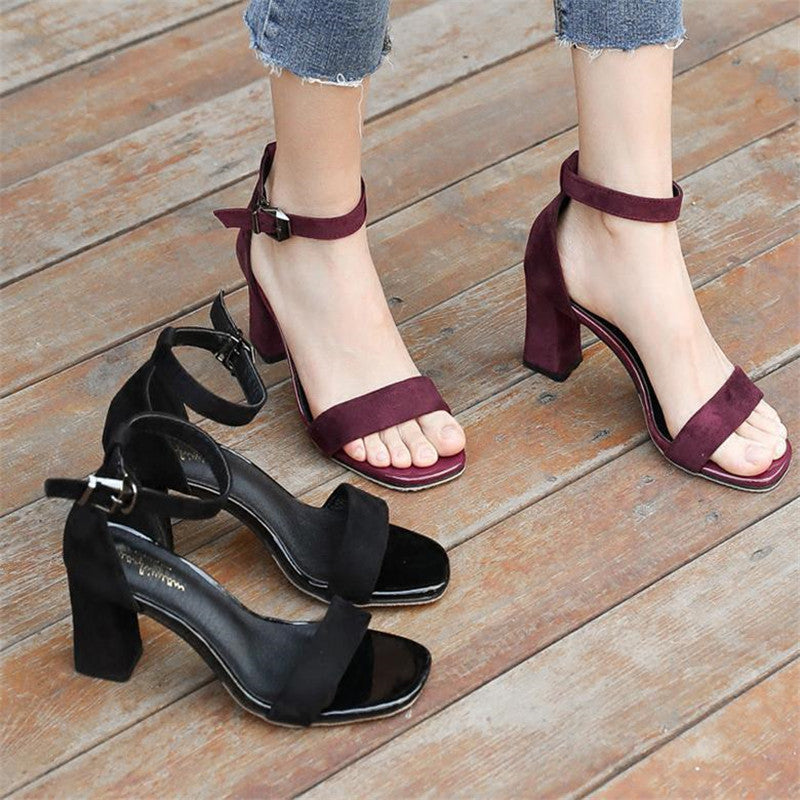 toe Buckle Roman High Heels