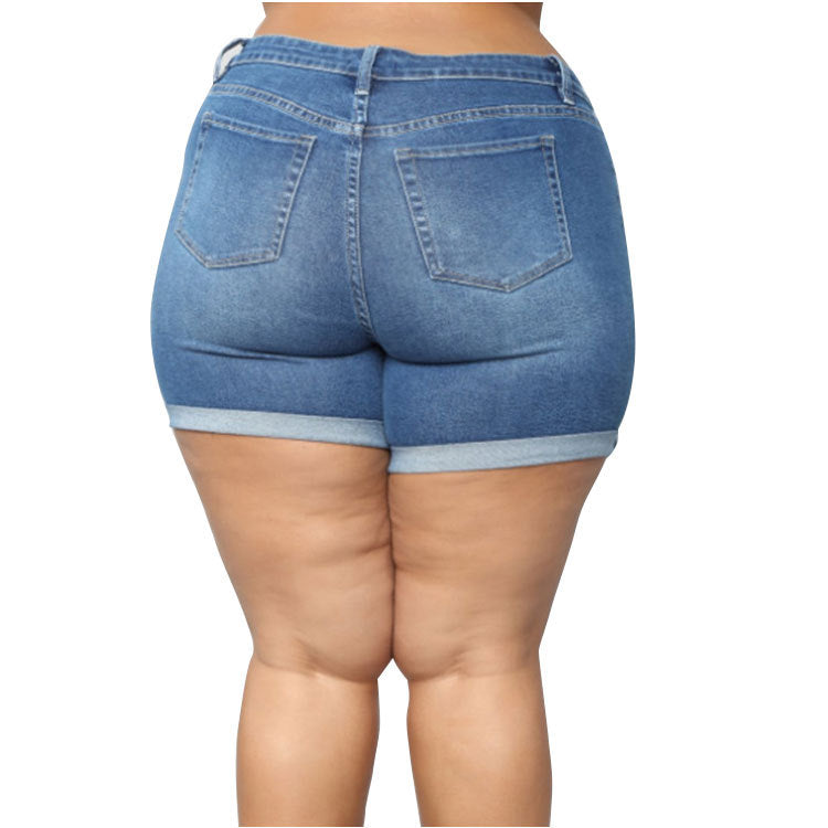 Shorts i stretchdenim til store kvinder
