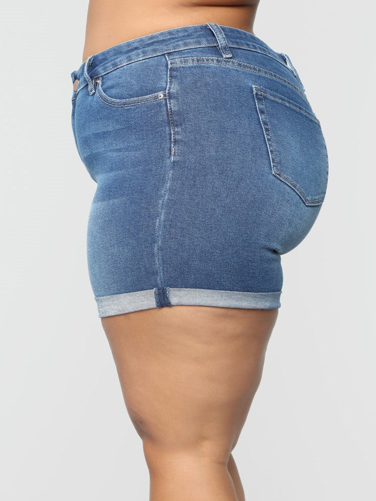 Shorts i stretchdenim til store kvinder