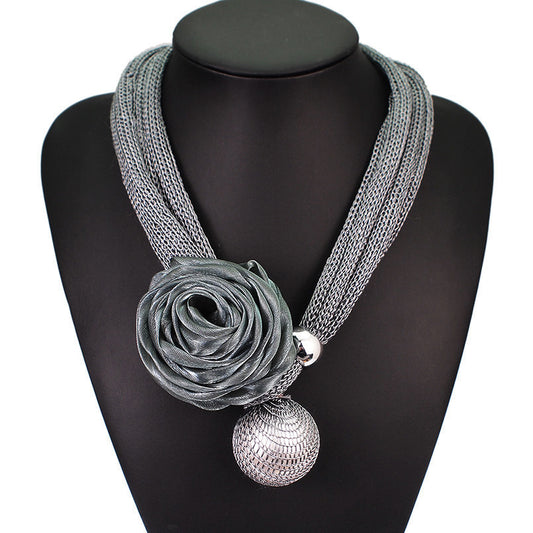 Large Imitation Pearl Pendant Necklace Lace Necklace