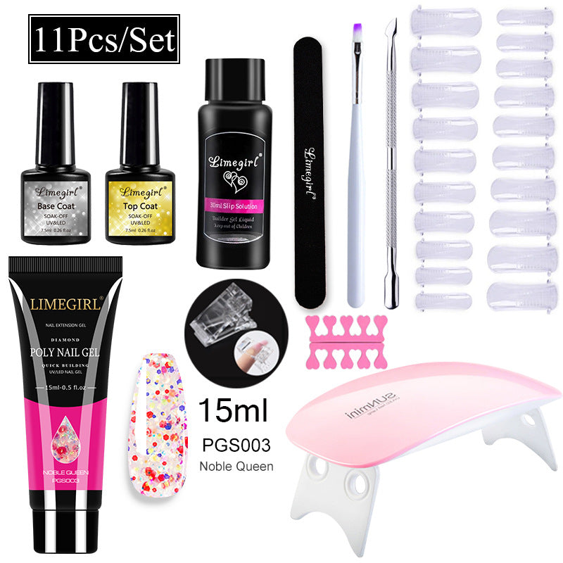 Nail Art Set Tool Extension Gel Nail Art UV Lamp Crystal Extension Gel Set Beginner Complete