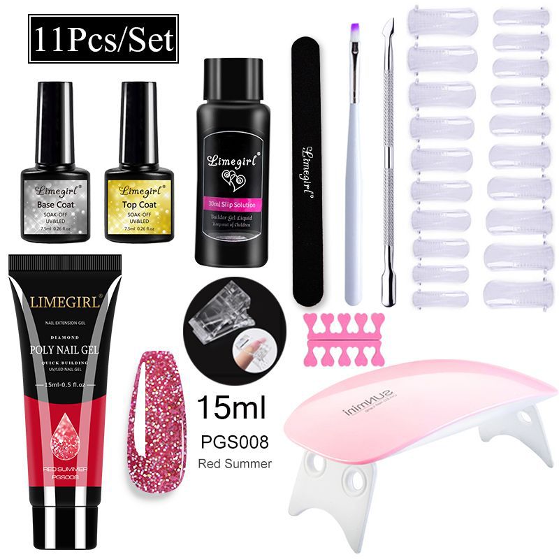 Nail Art Set Tool Extension Gel Nail Art UV Lamp Crystal Extension Gel Set Beginner Complete