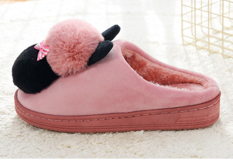 Dormitory Home Thick-soled Outer Wear Confinement Shoes Couple Cotton Slippers