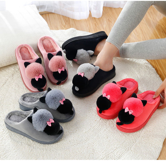 Dormitory Home Thick-soled Outer Wear Confinement Shoes Couple Cotton Slippers