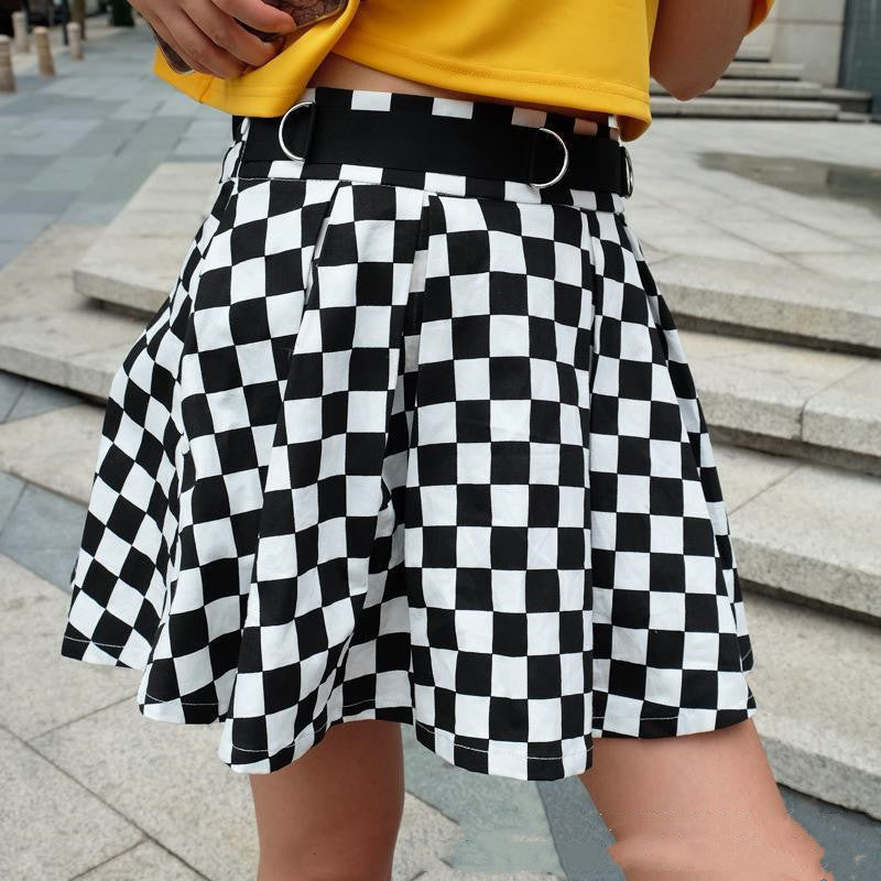 Fashion High-waist Slim-fit Plaid Skirt